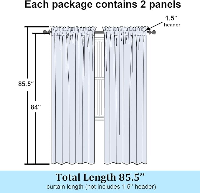 Simplebrand Lavender Semi Sheer Curtains 84 Inches Long 2 Panels, Light Filtering Geometric Jacquard Clip Textured Sheer Curtains for Bedroom，Modern Elegant Window Curtains Drapes，42x84 inch