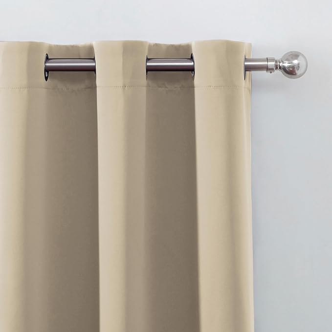 LEMOMO Beige Thermal Blackout Curtains/42 x 72 Inch/Set of 2 Panels Room Darkening Curtains for Bedroom