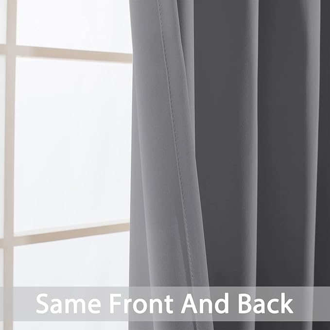 Yakamok Short Blackout Curtains 36 inches, Grommet Thermal Insulated Small Window Treatment Room Darkening Privacy Draperies for Basement Bathroom Bedroom(2 Panels,Grey,42x36 Inch)