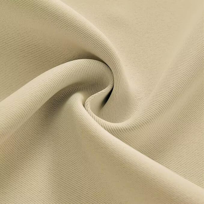 Joydeco Blackout Curtains for Bedroom 108 inch Long 2 Panels, Thermal Insulated Room Darkening Curtains with Grommets, Soft Window Drapes for Living Room (W52 x L108 Inch, Beige)