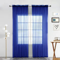 SpaceDresser Sheer Voile Window Treatment Rod Pocket Curtain Panels for Kitchen Bedroom Living Room Drapes Sunlight Filtering Privacy Semi Home Decor Assorted Colors Sizes (Sapphire, 52 W x 96 L)