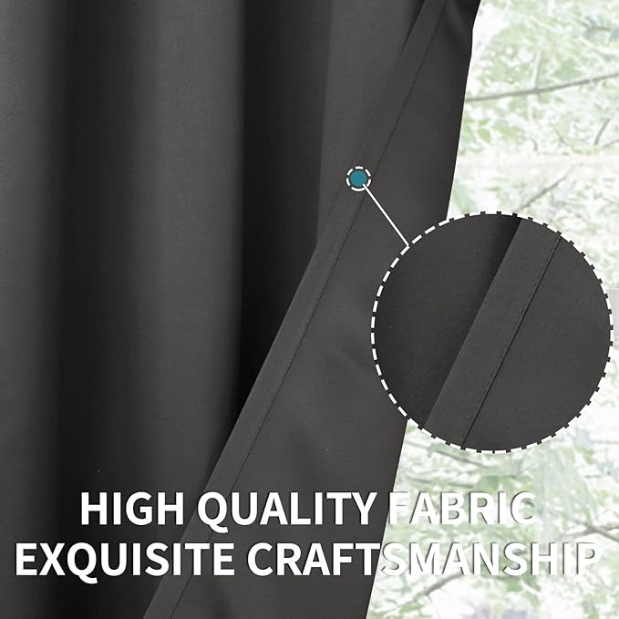BGment Blackout Curtains for Bedroom - Grommet Thermal Insulated Room Darkening Curtains for Living Room, Set of 2 Panels, Each 46 x 63 Inch, Dark Grey