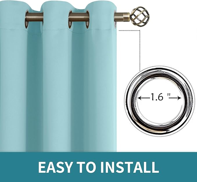 BGment Blackout Curtains - Grommet Thermal Insulated Room Darkening Bedroom and Living Room Curtains, Set of 2 Panels (42 x 84 Inch, Baby Blue)
