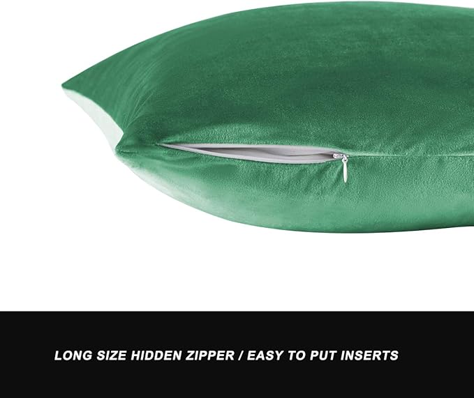 GIGIZAZA Mint Turquoise Velvet Decorative Throw Pillow Covers for Sofa Bed 2 Pack Soft Cushion Cover