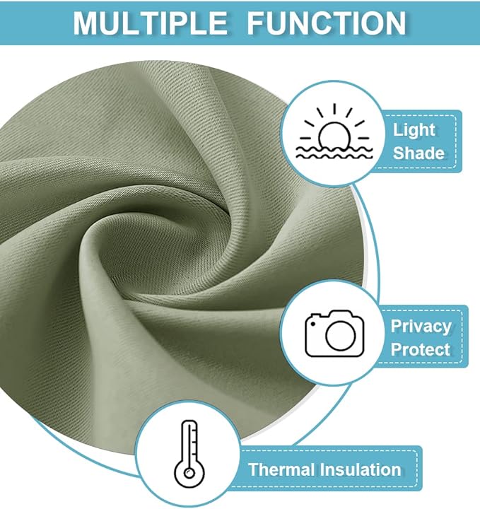 RYB HOME Cafe Blackout Curtains 24 inch Length, RV Curtains for Camper Windows, Mini Short Small Insulating Light UV Blocking Privacy Half Window Tiers, Width 42 by Length 24, Sage Green, 2 Panels
