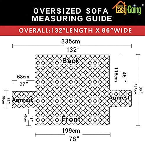 Easy-Going Reversible Oversized Couch Cover for 3 Cushion Couch Sofa Cover for Dogs Water Resistant Furniture Protector Cover with Foam Sticks for Pet Cat (Oversized Sofa, Navy/Ivory)