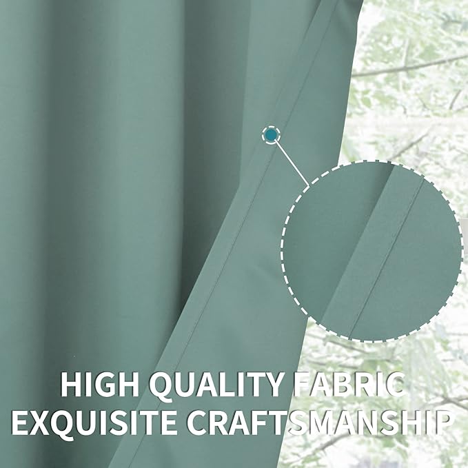 BGment Blackout Curtains - Grommet Thermal Insulated Room Darkening Bedroom and Living Room Curtains, Set of 2 Panels (38 x 45 Inch, Frosty Green)