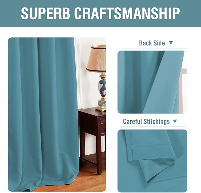 H.VERSAILTEX Blackout Curtain for Living Room Thermal Insulated Window Treatment Curtain 54 inch Length Energy Saving Solid Grommet Top Blackout Drape, One Panel, Storm Blue, 52" W x 54" L