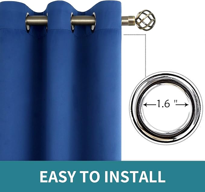 BGment Blackout Curtains for Bedroom - Grommet Thermal Insulated Room Darkening Curtains for Living Room, 70 x 63 Inch, 2 Panels, Royal Blue