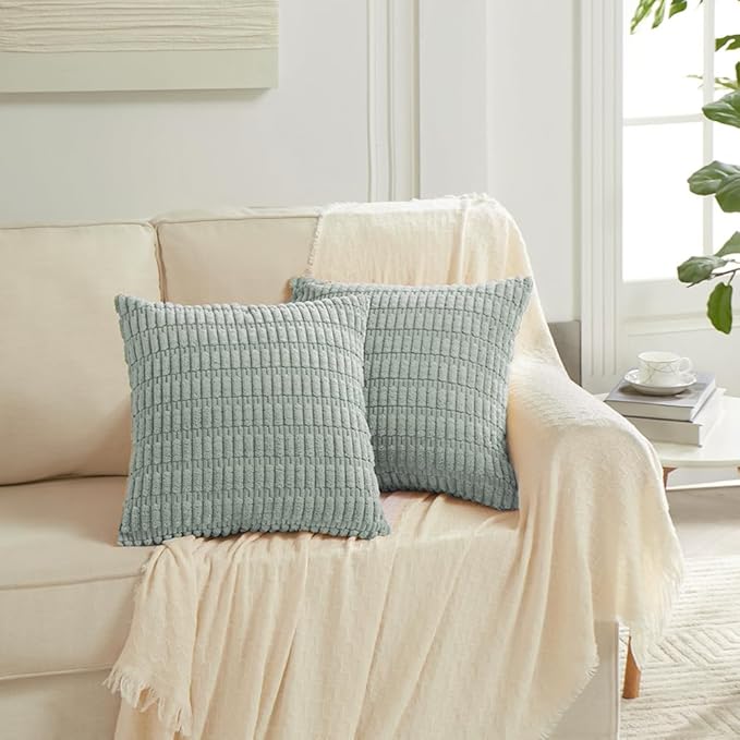 Fancy Homi 4 Packs Decorative Throw Pillow Covers for Living Room Couch Bed, Modern Farmhouse Boho Home Decor, Accent Cushion Case (12 x 12 Inch, Grey Blue)