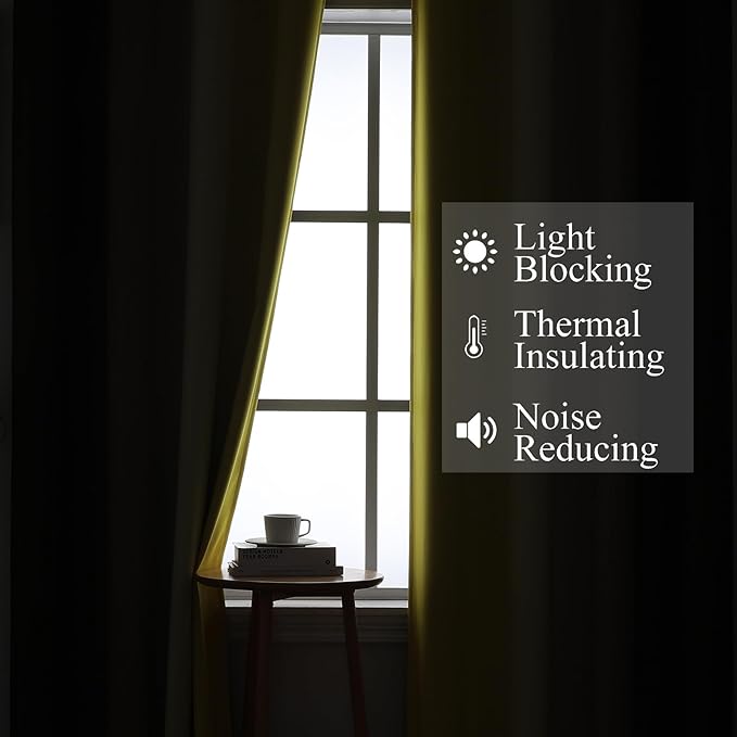 Estelar Textiler Brown and Yellow Gradient Blackout Curtains for Bedroom, Thermal Insulated Ombre Blackout Drapes, Full Light Blocking Energy Saving Curtains for Living Room, 52Wx96L, 2 Panels