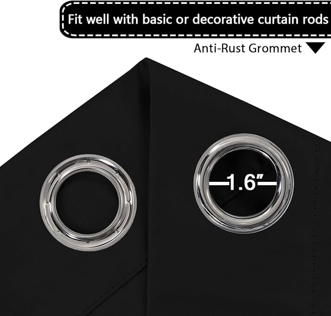 H.VERSAILTEX 100% Blackout Curtains for Sliding Glass Door Room Divider Curtains Noise Reduce Curtain Panel Portable Window Screen Sliding Partition, W180 x L96 inches/8' Tall by 15' Wide, Black
