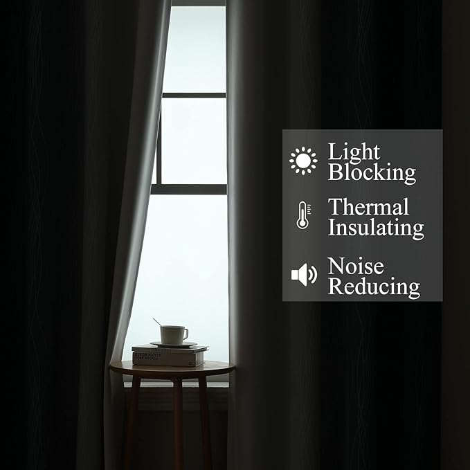 Estelar Textiler Navy Blue and Greyish White Blackout Curtains 54 Inch Length, Light Blocking Gradient Grommet Drapes for Kitchen, Thermal Insulated Ombre Curtains for Bathroom,42Wx54L,2 Panels