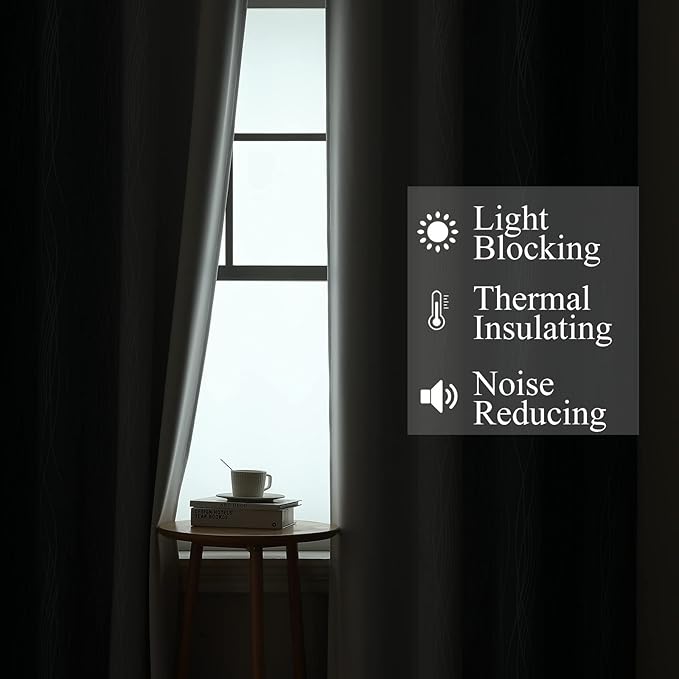 Estelar Textiler Navy Blue and Greyish White Blackout Curtains 108 Inches Long, Thermal Insulated Long Curtains for Bedroom, Full Light Blocking Energy Saving Drapes for Living Room,52Wx108L, 2 Panels