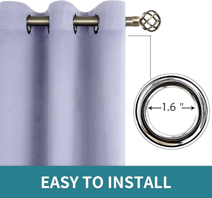 BGment Blackout Curtains - Grommet Thermal Insulated Room Darkening Bedroom and Living Room Curtains, Set of 2 Panels (70 x 63 Inch, Lavander)