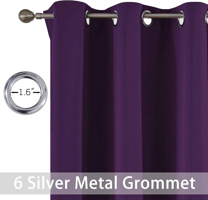Yakamok Purple Blackout Curtains for Bedroom,Thermal Insulated Blackout Grommet Top Drapes for Living Room,38x54 Inch, 2 Panels