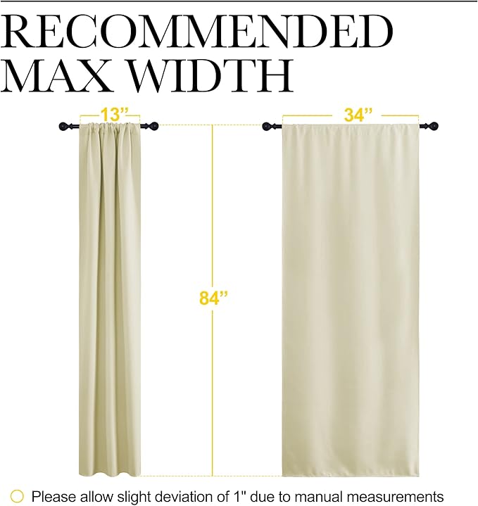NICETOWN Room Darkening Curtains for Bedroom - Home Decoration Privacy Protection Thermal Insulated Solid Drapes/Draperies for Sliding Glass Door (Beige, Set of 2, 34 x 84 inches)