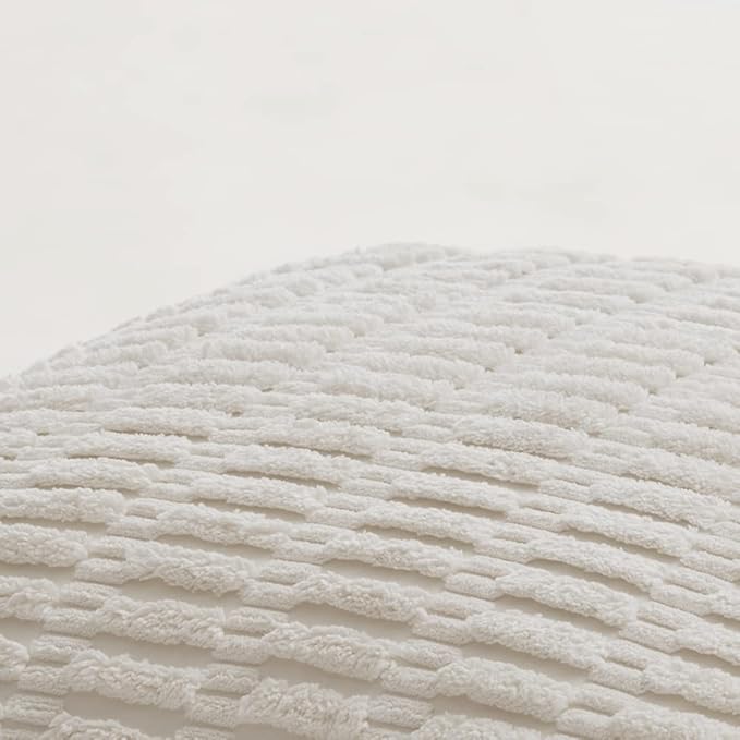 Fancy Homi 4 Packs Pure White Decorative Throw Pillow Covers 20x20 Inch for Living Room Couch Bed Sofa, Modern Farmhouse Boho Home Decor, Soft Plush Corduroy Square Cute Accent Cushion Case 50x50 cm