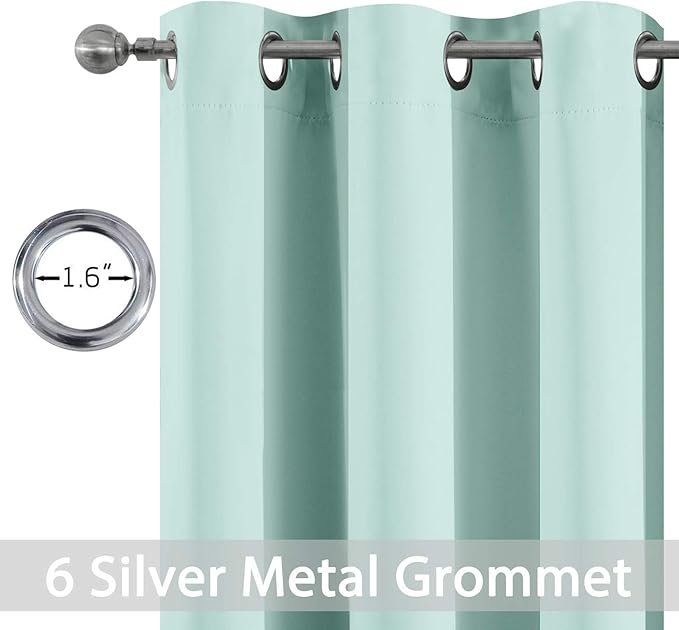 Yakamok Room Darkening Drapes Blackout Curtains Thermal Insulated Grommet Curtain Panels for Bedroom, 38W x 72L, Aqua, 2 Panels