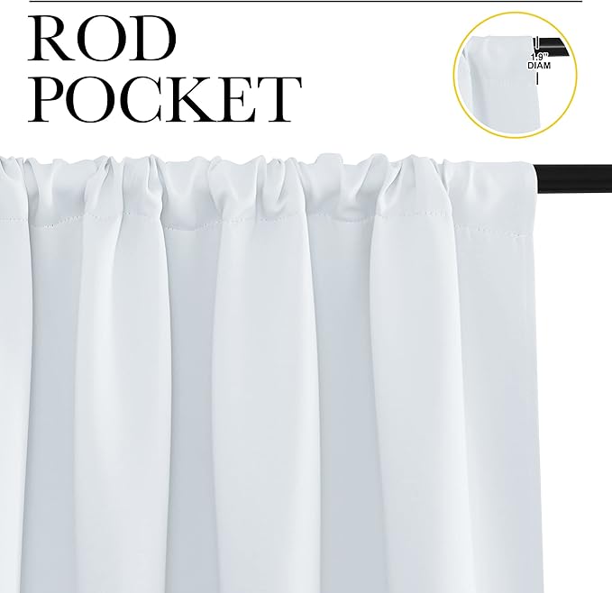 NICETOWN Greyish White Window Curtain Panels - Thermal Insulated Rod Pocket Room Darkening Curtain Sets for Bedroom (Platinum - Greyish White, 2 Panels, 42 by 48)