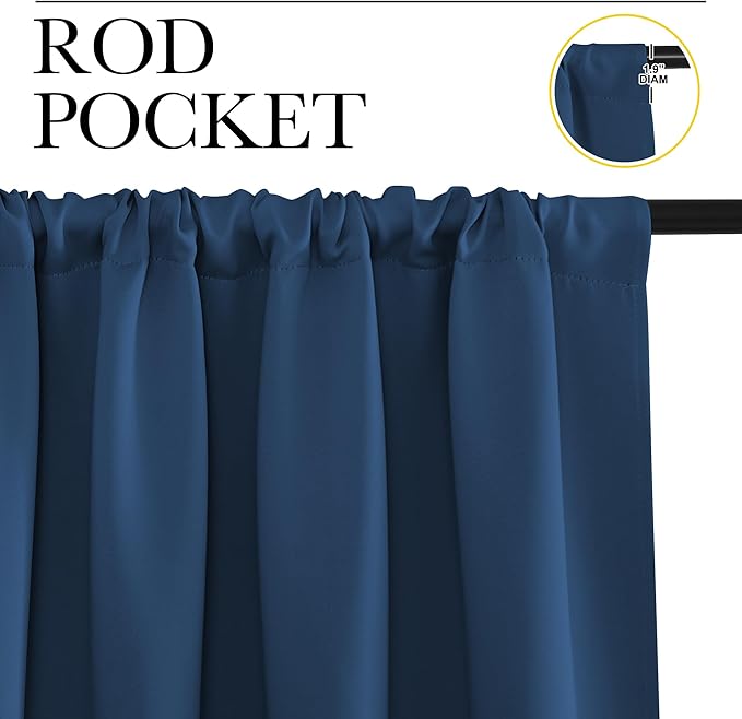 NICETOWN Blackout Curtains for Living Curtains, Moroccan Blue, 2 Panels, 29 by 30, Room Darkening Window Curtain Panels, Easy-Care Solid Thermal Insulated Draperies/Drapes for Daughter Room