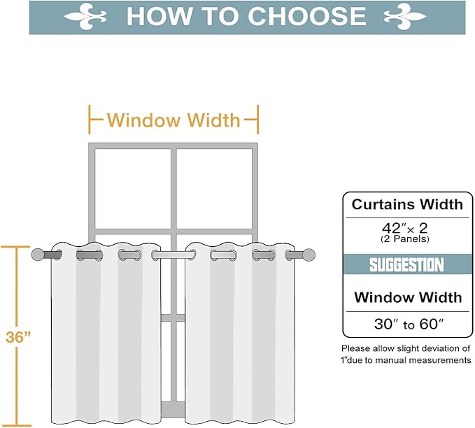 ChrisDowa Small Window Curtains for Kitchen and Bedroom - Grommet Short Thermal Insulated Room Darkening Curtains (2 Panels, Royal Purple, 42 x 36 Inch)