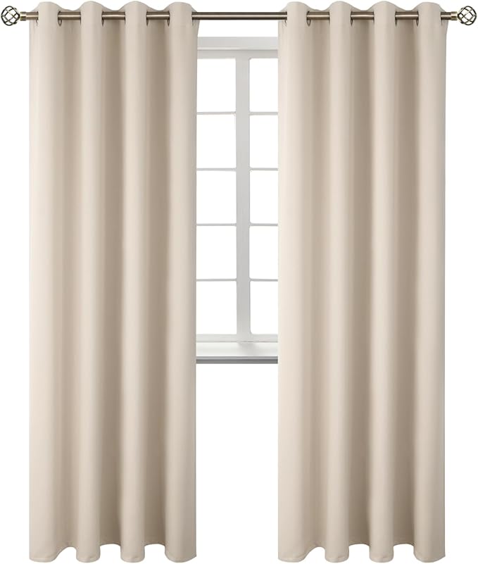 BGment Blackout Curtains - Grommet Thermal Insulated Room Darkening Bedroom and Living Room Curtains, Set of 2 Panels (55 x 69 Inch, Champagne)