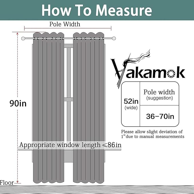 Yakamok Dove Grey Room Darking 90 Inch Length 2 Panel Sets for Livingroom Dining Room Darkening Thermal Insulated Bay Window Hotel Modern Elegant Black Out Sunblock Curtins/Bedroom,52 x 90 Inches