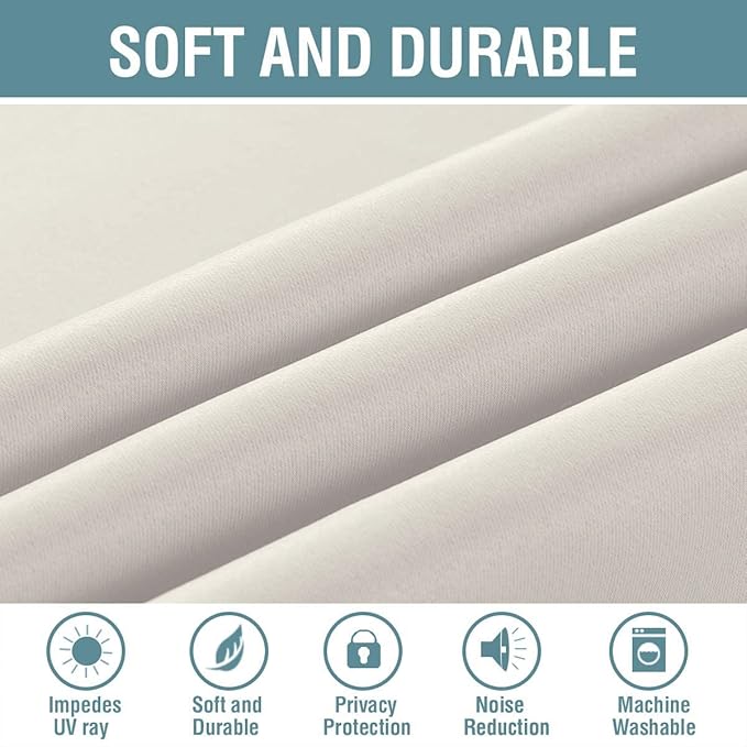 H.VERSAILTEX Light Blocking Curtain for Living Room Thermal Insulated Window Treatment Panel/Drape for Dining Room, Elegant Soft Curtain for Bedroom Grommet Top One Panel (Ivory - 52x108 Inches)