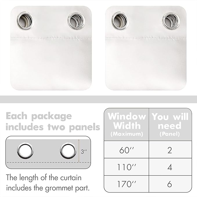 MIULEE Room Darkening Curtains Thermal Insulated Drapes Solid Window Treatment Set Grommet Top Light Blocking Blackout Curtain for Living Room/Bedroom 2 Panels 42 x 63 inch Pure White