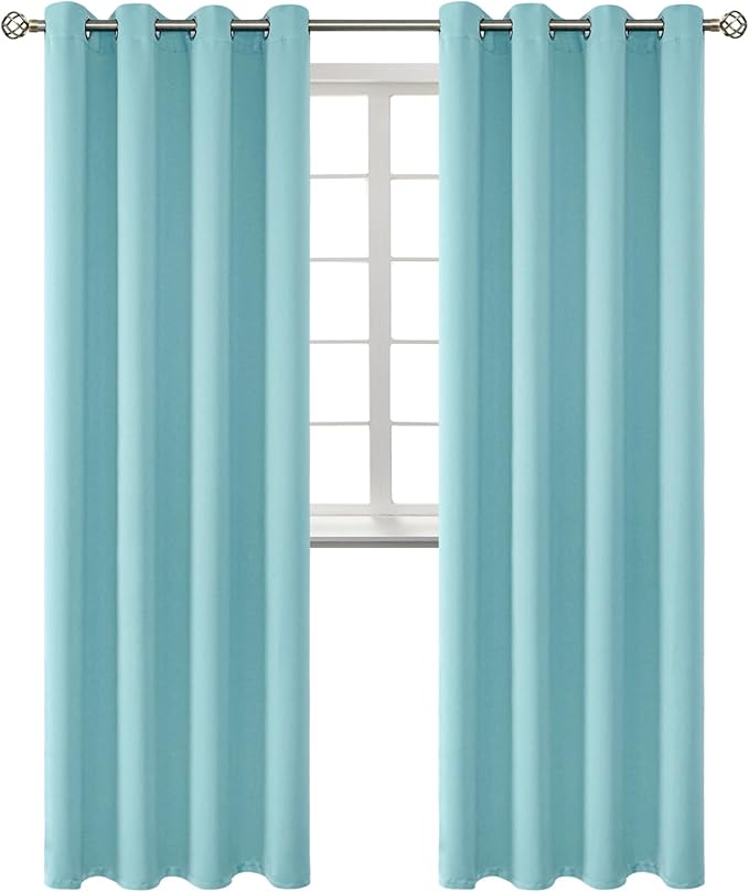 BGment Blackout Curtains - Grommet Thermal Insulated Room Darkening Bedroom and Living Room Curtains, Set of 2 Panels (55 x 96 Inch, Baby Blue)