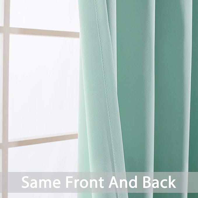 Yakamok Blackout Curtains Room Darkening Thermal Insulated Grommet top Window Curtains for Living Room, 52 x 108Inch, Aqua, Set of 2