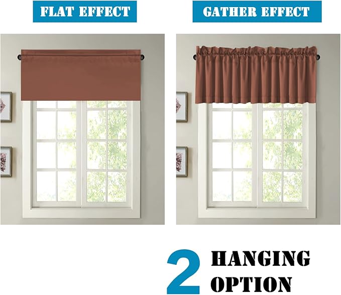 H.VERSAILTEX 4 Panels Blackout Valances for Small Windows Thermal Insulated Short Curtains Privacy Decorative Rod Pocket Shade for Kitchen/Living Room/Cafe/Laundry,52" W x 18" L,Washed Spice