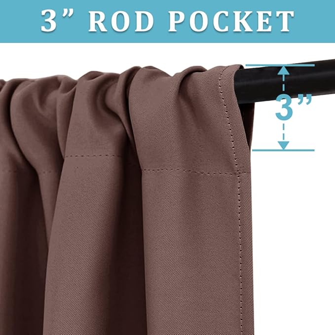 RYB HOME Short Blackout Curtains for Small Window, Sunmmer Heat Light Blocking Privacy Protection Curtains for Sunroom Laundry Room Stair Window, Width 52 by Length 36, Chocolate Brown, Set of 2
