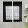 youleyar Solid Sheer Rod Pocket Curtain Voile Draperies 2 Panels White Beige Black Grey Coffee 38 Inch Width 45 Inch Long 1 Pair for Kitchen Bedroom Children Living Room Yard(Black,38Wｘ45L)