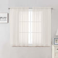 Lecloud Ivory Sheer Curtains 50 Inch Length 2 Pcs, Rustic Farmhouse Curtains with Rod Pockets, Light Filtering Window Solid Drapes for Bedroom Bathroom Basement Living Room, Each Panel 42" W x 50" L