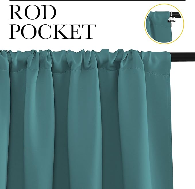 NICETOWN Blackout Curtains for RV Windows, Sea Teal, 29" by 20", 2 Panels, Room Darkening Window Curtain Panels, Easy-Care Solid Thermal Insulated Draperies/Drapes for Daughter Room
