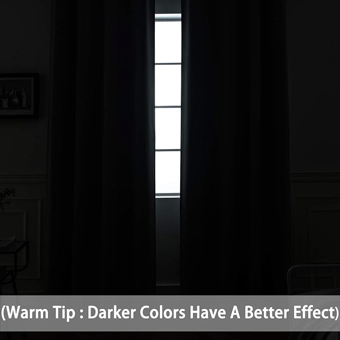 Yakamok Blackout Curtains Room Darkening Thermal Insulated Window Panels,Solid Grommet Top Drapes for Bedroom/Living Room(52Wx63L, Chocolate Brown, 2 Panels)