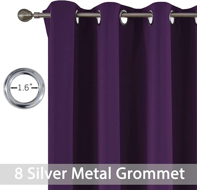 Yakamok Kitchen Bathroom Window Curtains - Blackout Curtains Small Window Short Drapes for Bedroom Living Room Kids Nursery Room(2 Panels,Purple,52x36 Inch)