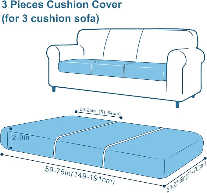 Smiry Printed Couch Cushion Covers, Stretch Soft Couch Covers for Sofa, Washable Non-Slip Sofa Slipcover Furniture Protector for Indoor and Outdoor (3 Pack, Green)