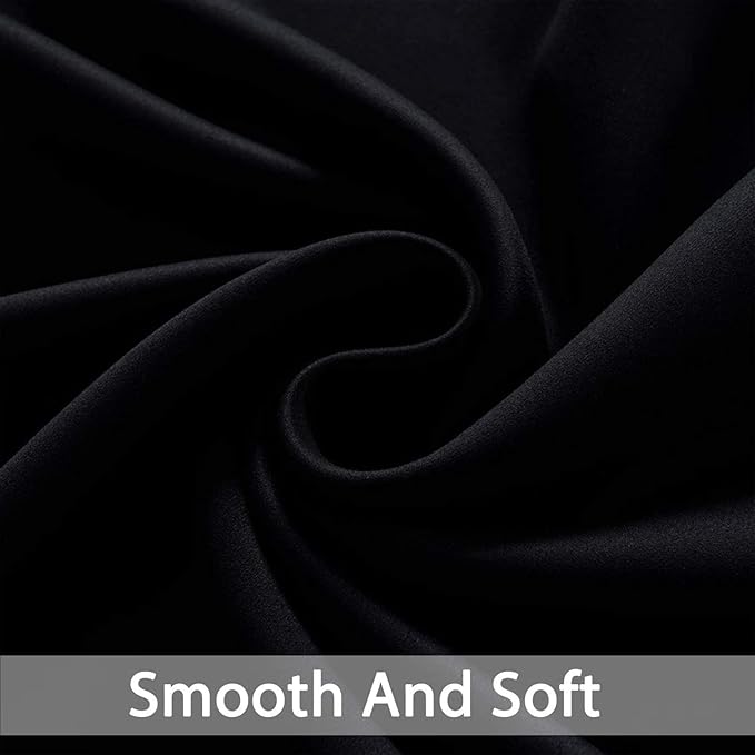 Yakamok Blackout Curtains Room Darkening Thermal Insulated Window Panels,Solid Grommet Top Drapes for Bedroom/Living Room(38Wx90L, Black, 2 Panels)