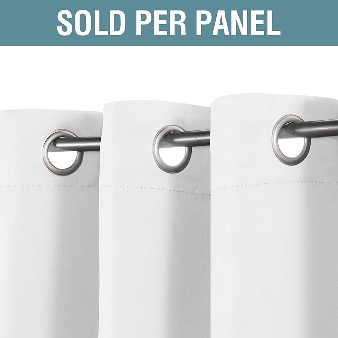 H.VERSAILTEX White Curtains for Living Room Pure White Curtain 96 inches Long Thermal Insulated Window Treatment Panel/Drape for Bedroom, White, One Panel, Grommet Top, 52" W x 102" L