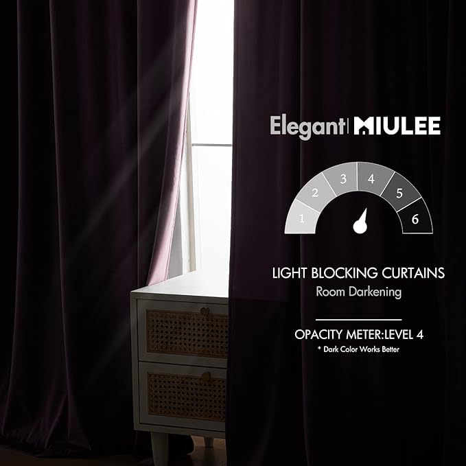 MIULEE Lavender Velvet Curtains 84 inches - Luxury Blackout Curtains for Bedroom Living Room Thermal Insulated Super Soft Window Drapes Rod Pocket & Back Tab, W52 x L84 inches,Purple,2 Panels