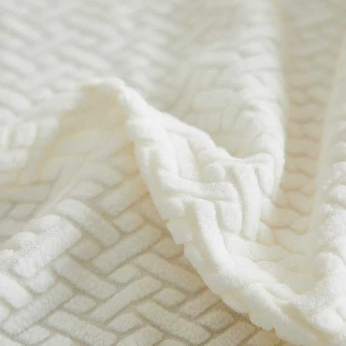 Sofa Covers Couch Covers for Sofa Pet Friendly Couch Cushion Covers Universal Sofa Covers Washable Stretch Slipcovers for Sectional Sofa (Texture Ivory White,Extra Large Single Seat Cover)