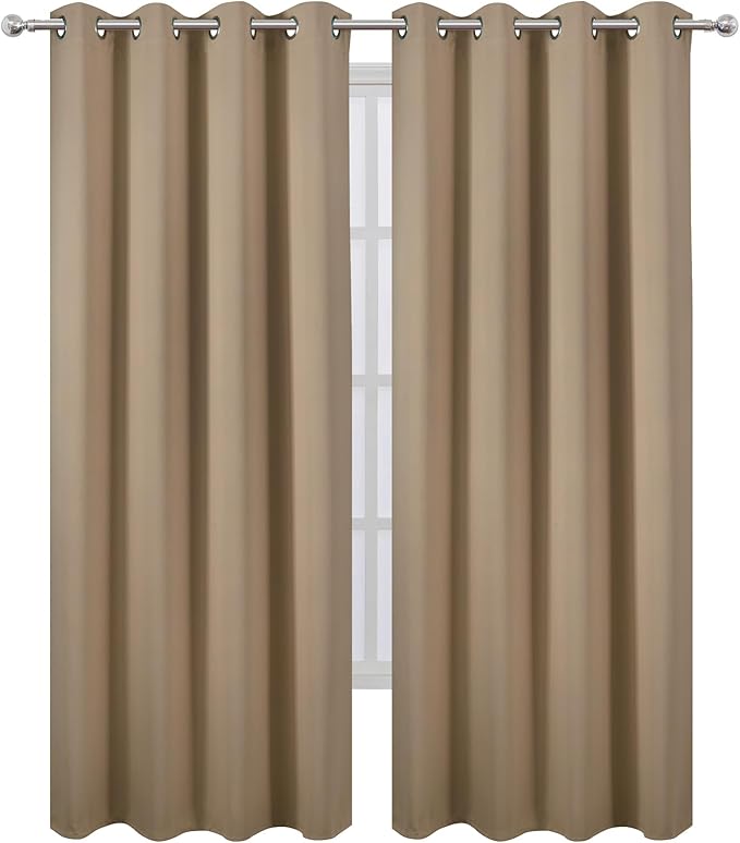 LEMOMO Blackout Curtains 52 x 84 inches Long Natural Curtains Set of 2 Panels Thermal Insulated Room Darkening Curtains for Bedroom