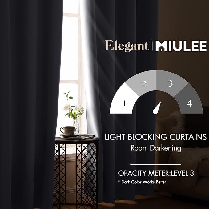 MIULEE Blackout Curtains 96 Inches Long for Bedroom Living Room, Chirstmas Thermal Insulated Room Darkening Grommet Top Solid Light Blocking Drapery Set of 2 Window Panels Greyish White