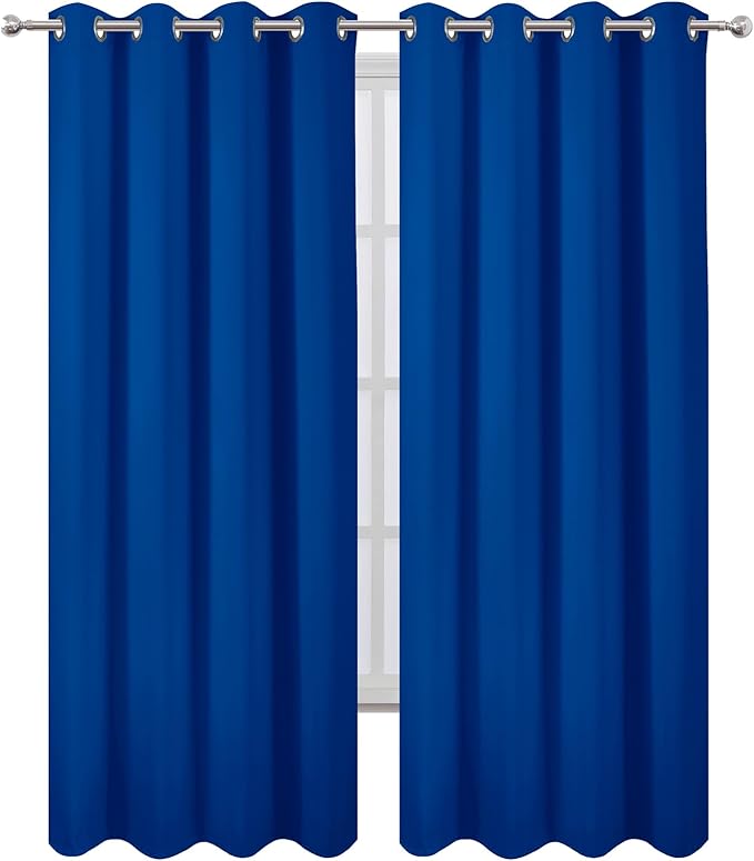 LEMOMO Blackout Curtains 52 x 120 Inch Long Royal Blue Curtains Set of 2 Panels Room Darkening Curtains for Bedroom and Living Room