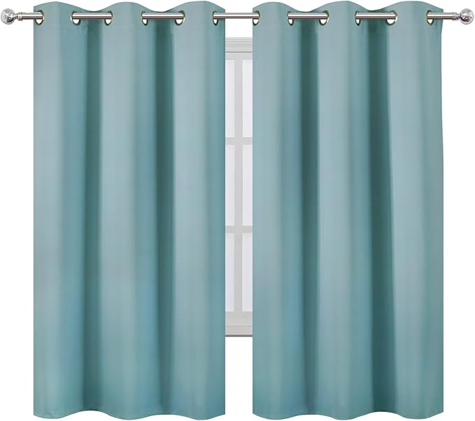 LEMOMO Stone Blue Thermal Blackout Curtains/38 x 63 Inch/Set of 2 Panels Room Darkening Curtains for Bedroom