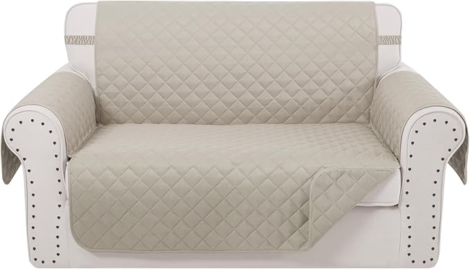 Reversible Loveseat Sofa Covers Couch Cover Furniture Protector(Loveseat,Beige/Beige)