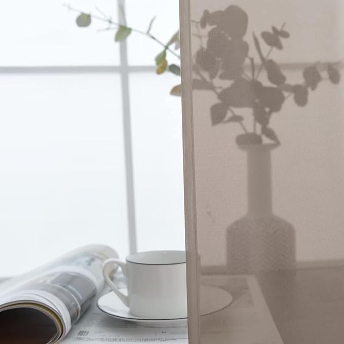 SpaceDresser Basic Rod Pocket Sheer Voile Window Curtain Panels Taupe 1 Pair 2 Panels 52 Width 72 Inch Long for Kitchen Bedroom Children Living Room Yard（Taupe, 52W x 72L）